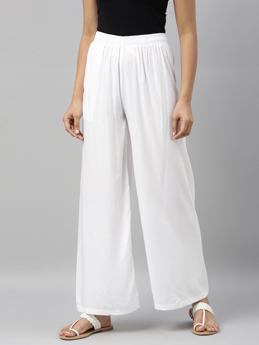 Go Colors Women Wide Leg Knitted Palazzos-image-27