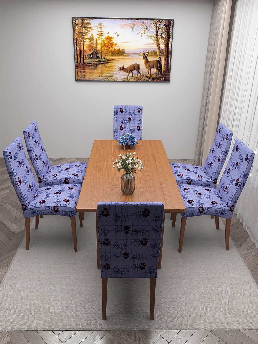 DREAM CARE Purple & Red 6 Pieces Printed Chair Covers-picture-32