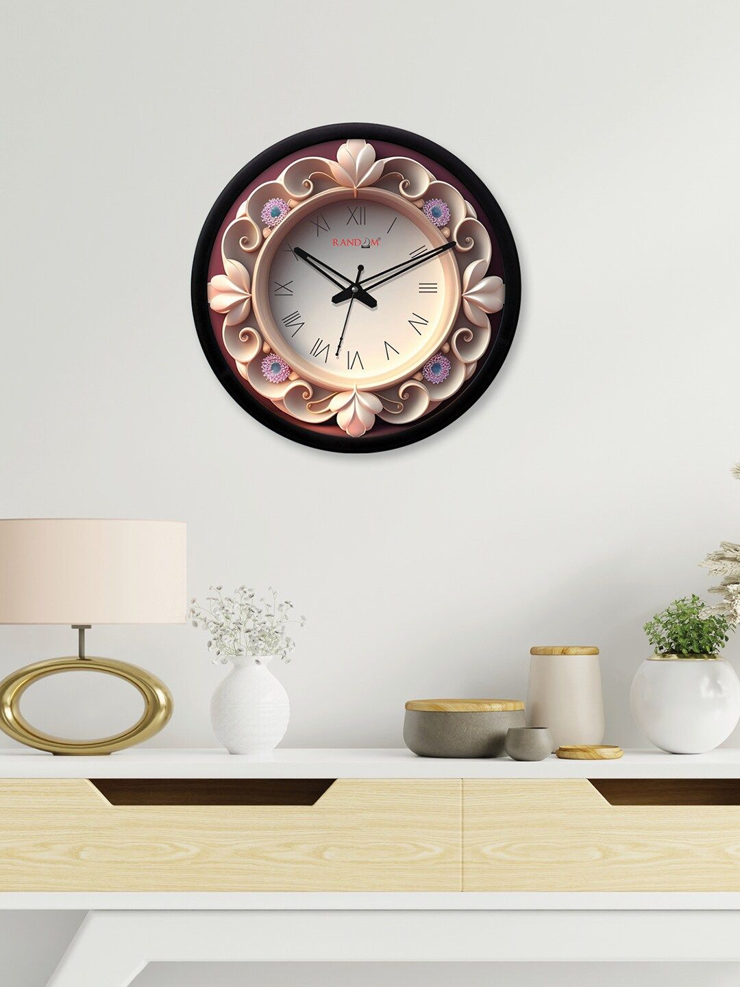 RANDOM Beige & Black Textured Contemporary Wall Clock-image-48
