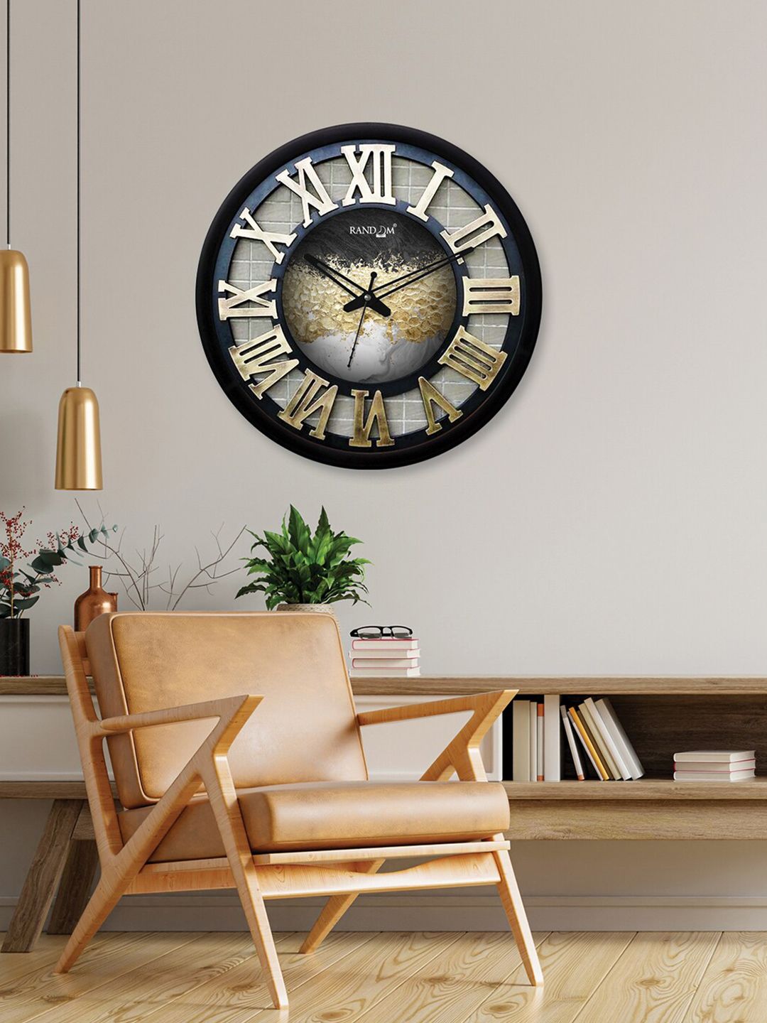 RANDOM Grey & Black Printed Contemporary Wall Clock-image-35