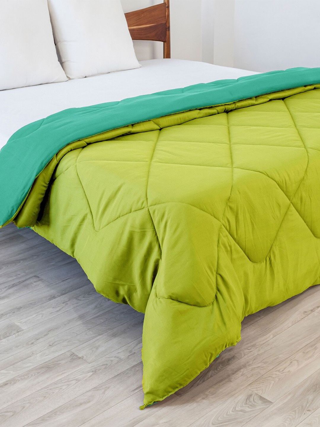HOMEMONDE Green Reversible Mild Winter Double Bed Comforter-image-10