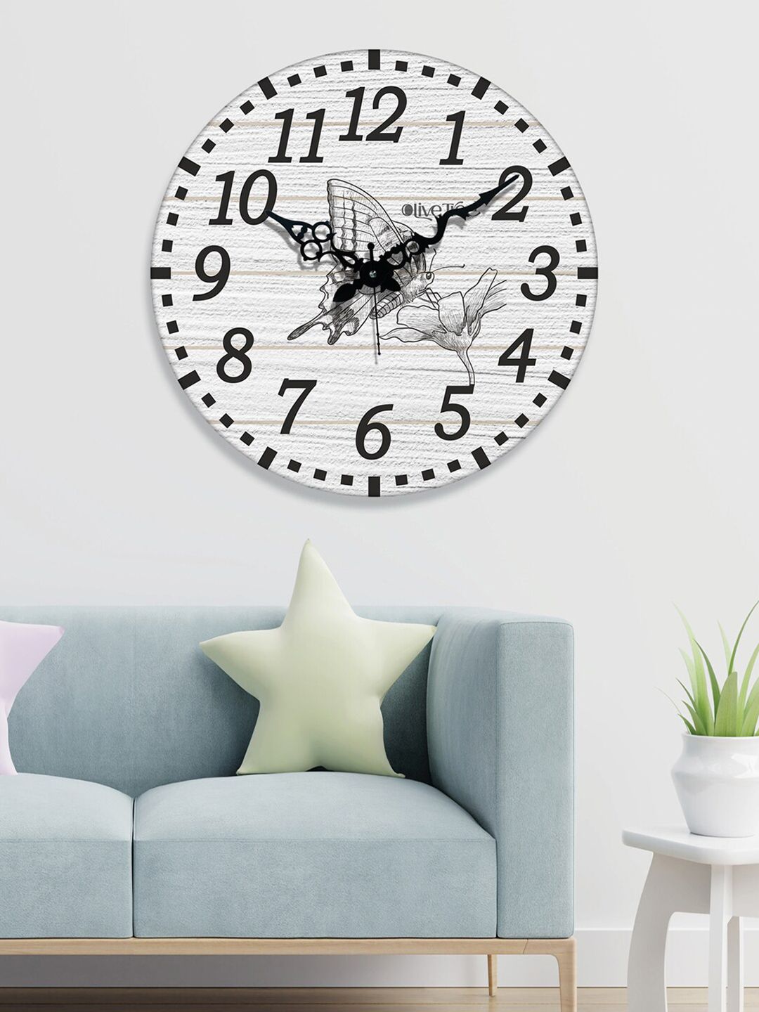 OLIVE TREE Off White & Black Printed Analogue Contemporary Wall Clock-picture-58