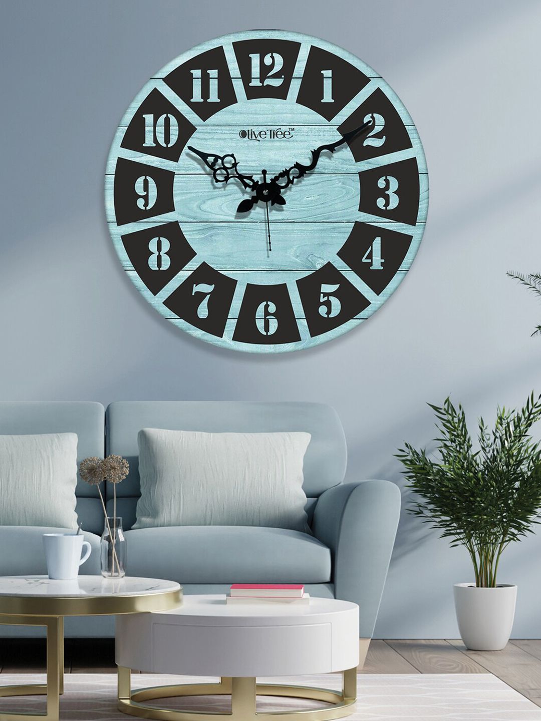 OLIVE TREE Blue & Black Analogue Contemporary Wall Clock-picture-43