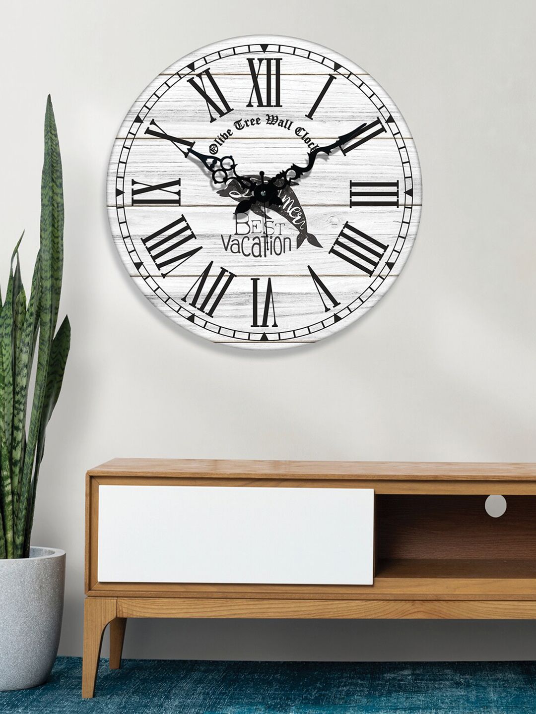 OLIVE TREE Off White & Black Printed Analogue Contemporary Wall Clock-picture-31