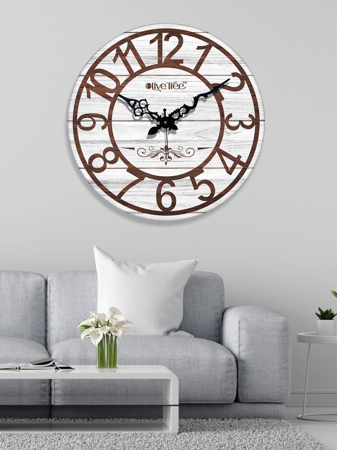 OLIVE TREE White & Brown Printed Analogue Contemporary Wall Clock-picture-29