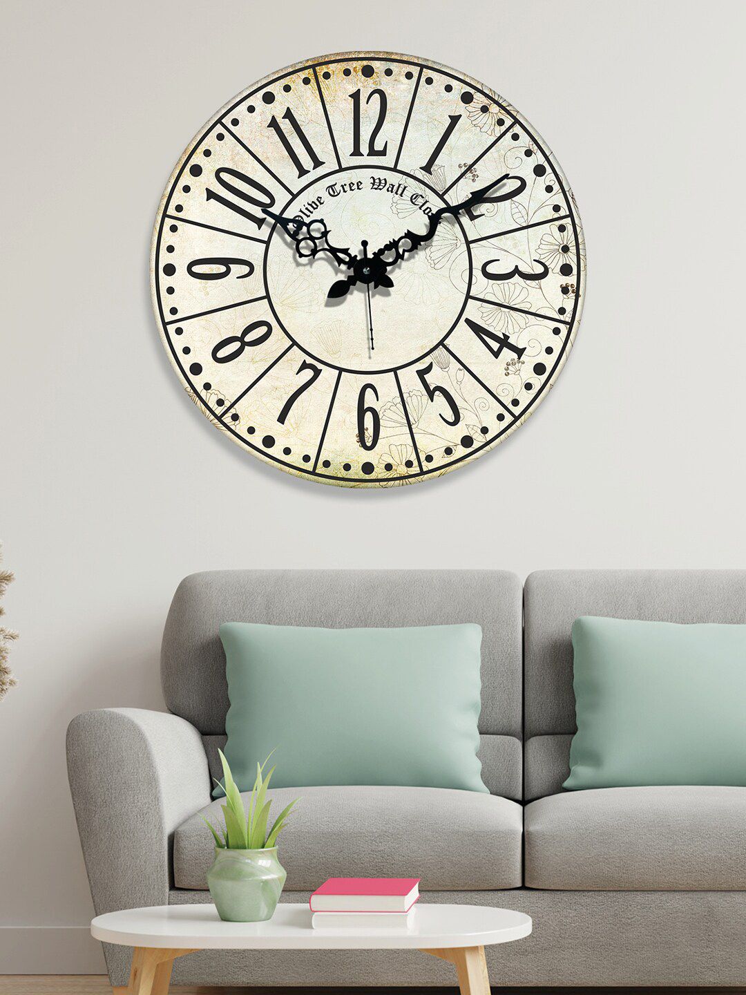 OLIVE TREE Beige & Black Printed Analogue Contemporary Wall Clock-picture-12