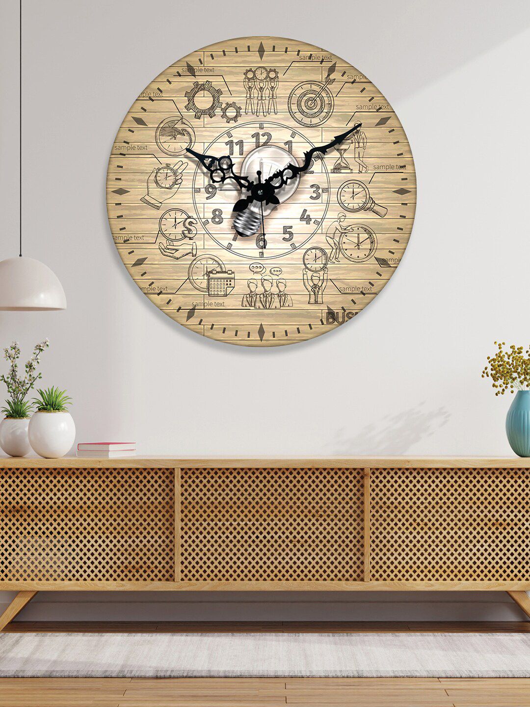 OLIVE TREE Beige & Black Printed Analogue Contemporary Wall Clock-picture-43