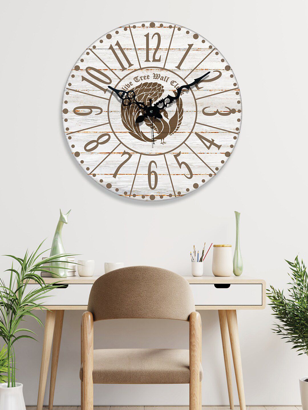 OLIVE TREE White & Beige Printed Analogue Contemporary Wall Clock-picture-14
