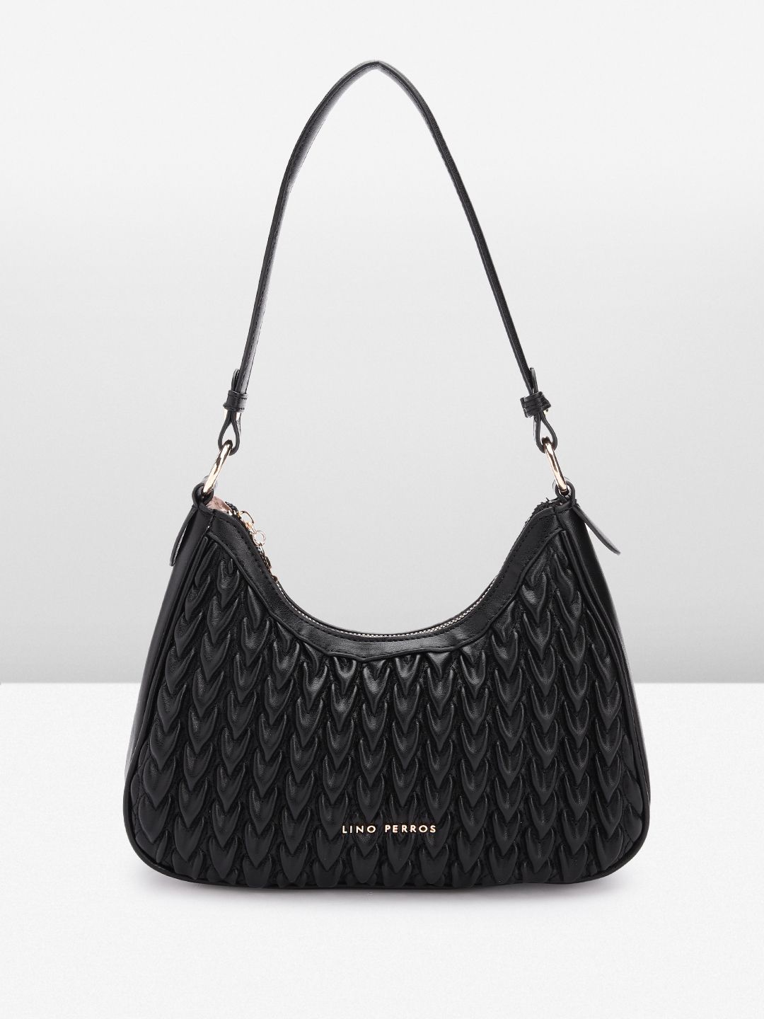 Lino Perros Women Textured Structured Shoulder Bag with Quilted Detail-picture-20