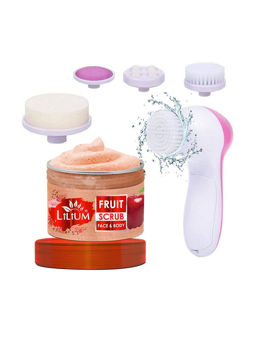 Lilium Set Of Fruit Face & Body Scrub & Multifunction 5in1 Massager - 250g-image-34
