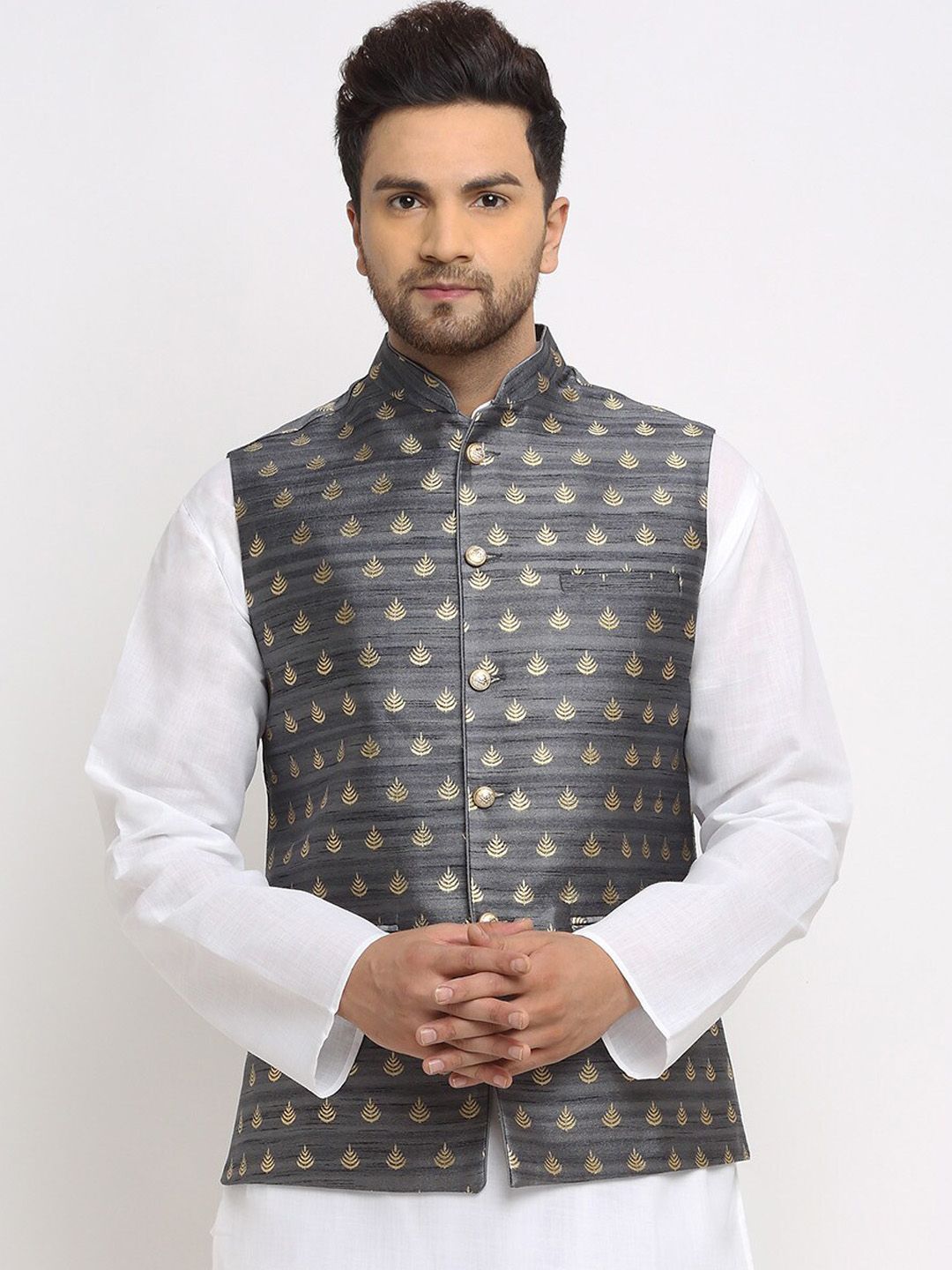 TREEMODA Ethnic Motif Woven Design Nehru Jackets-picture-23