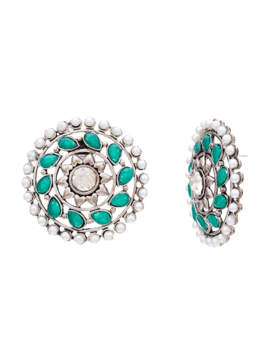 ATIBELLE Set Of 2 Silver-plated Contemporary Stud Earrings