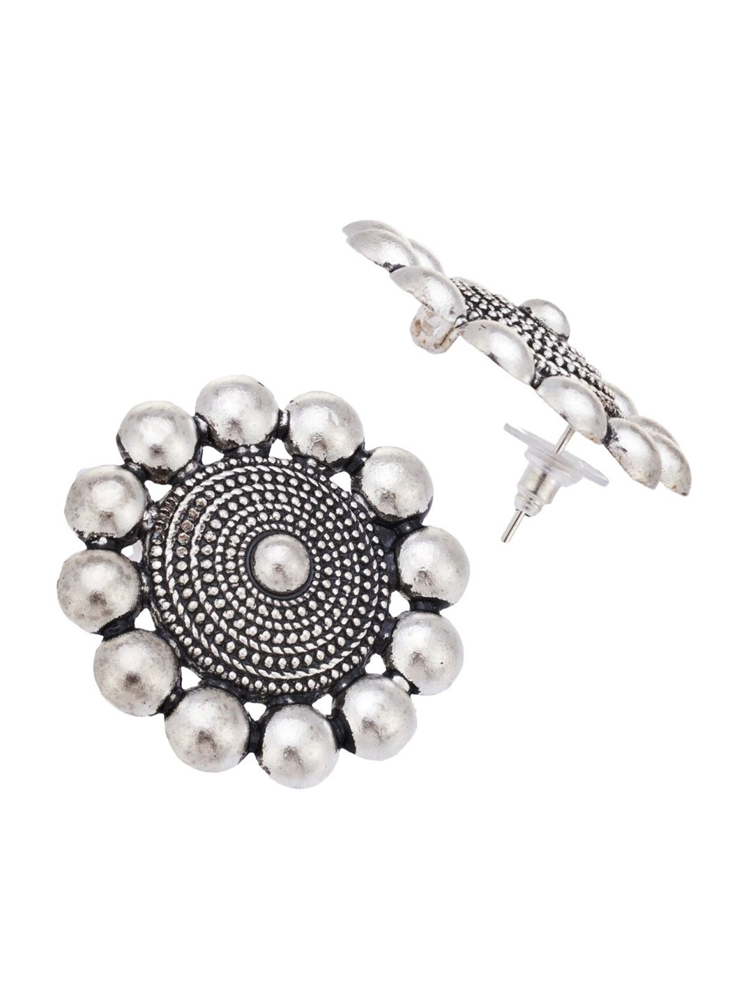 ATIBELLE Set Of 2 Silver-plated Contemporary Stud Earrings