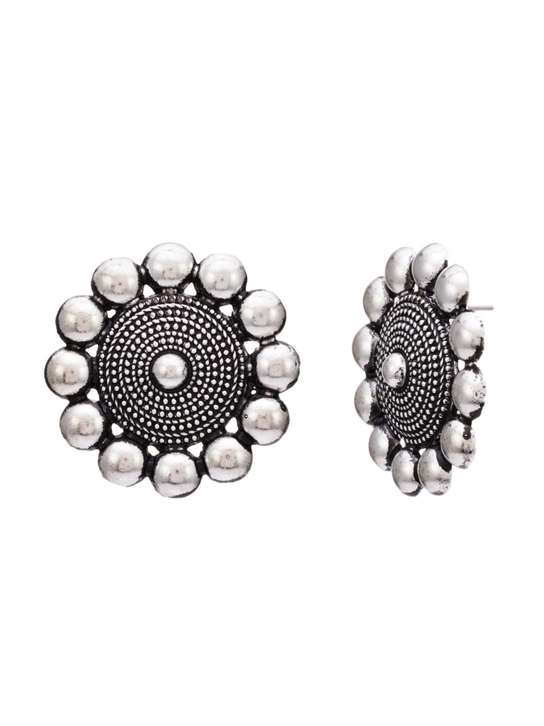 ATIBELLE Set Of 2 Silver-plated Contemporary Stud Earrings