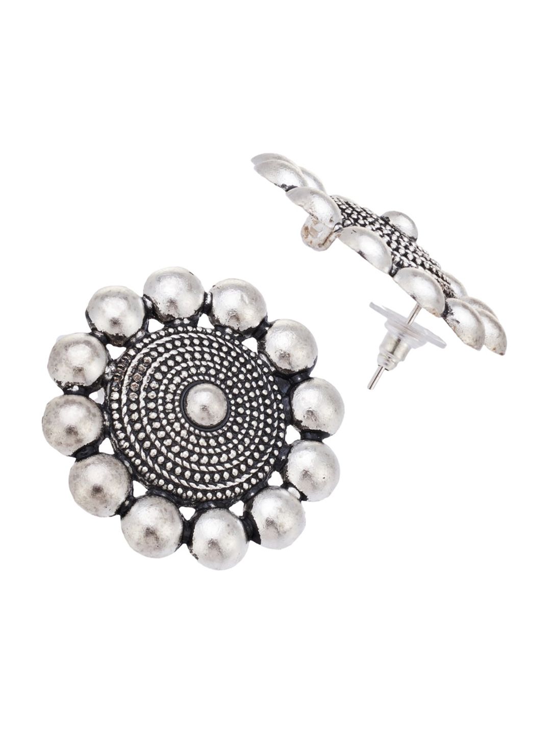 ATIBELLE Set Of 2 Silver-plated Contemporary Stud Earrings