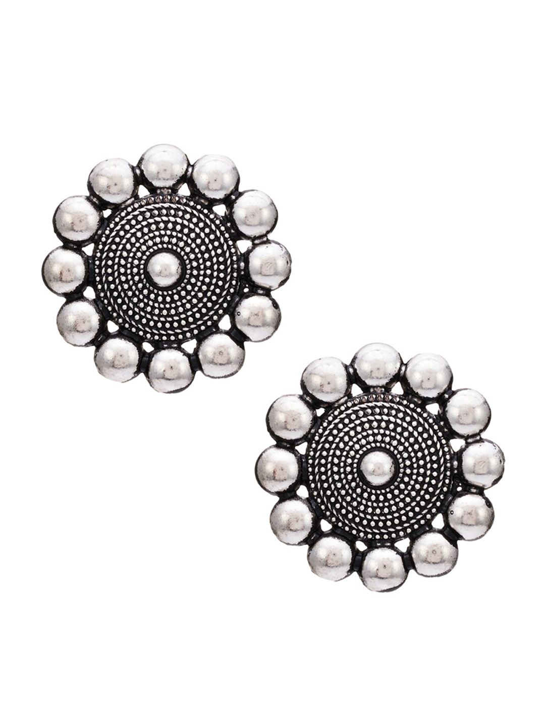 ATIBELLE Set Of 2 Silver-plated Contemporary Stud Earrings