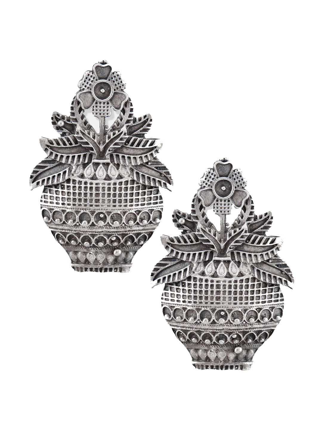 ATIBELLE Set Of 2 Silver-plated Contemporary Stud Earrings