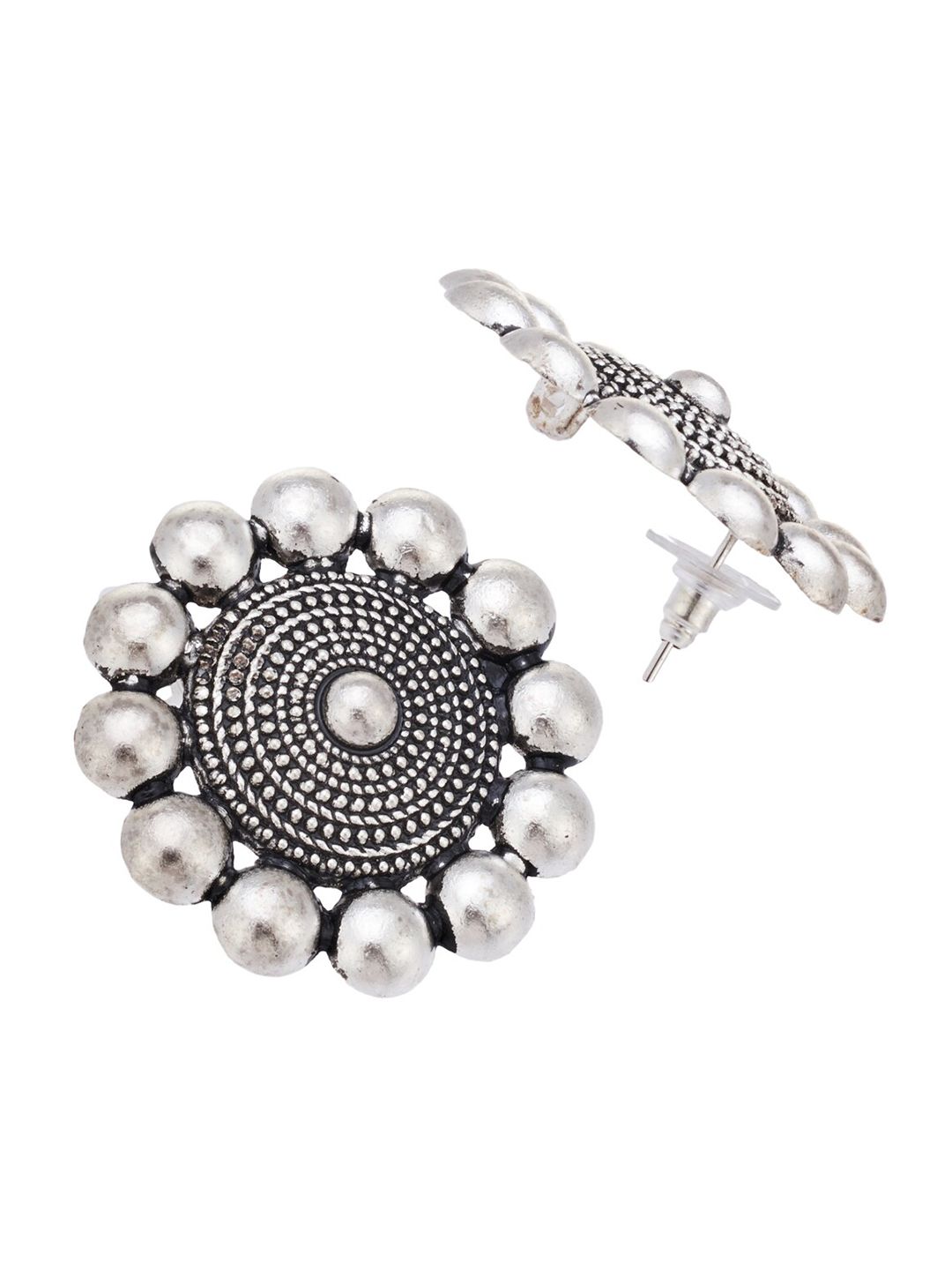 ATIBELLE Set Of 2 Silver-plated Contemporary Stud Earrings