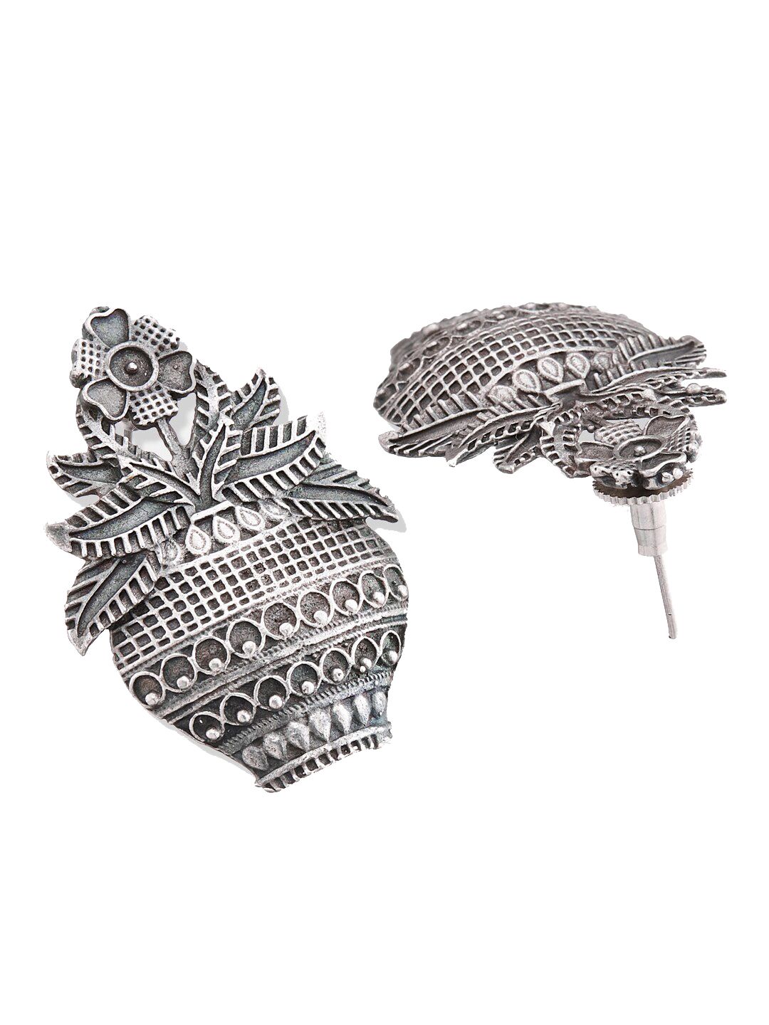ATIBELLE Set Of 2 Silver-plated Contemporary Stud Earrings