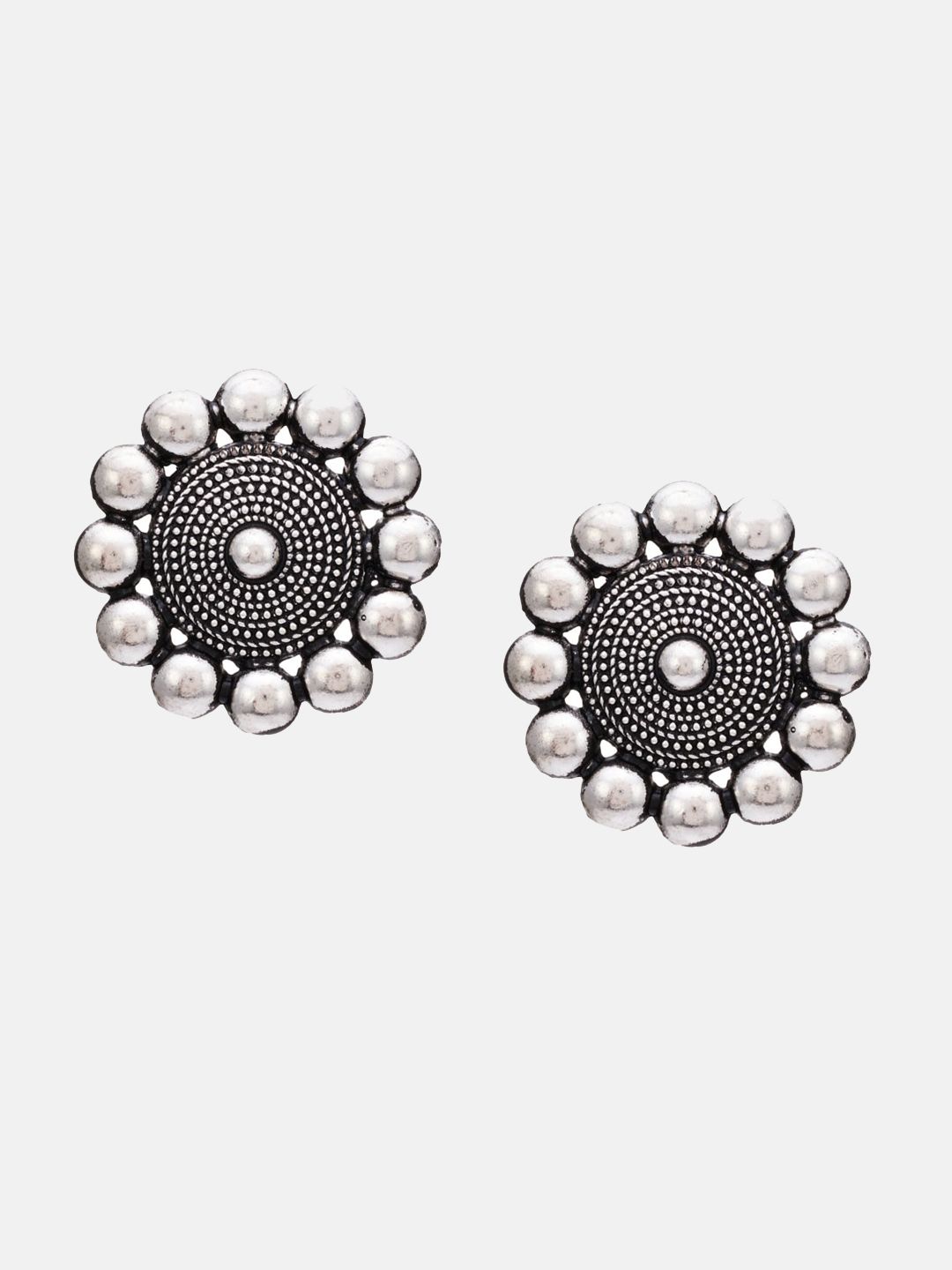 ATIBELLE Set Of 2 Silver-plated Contemporary Stud Earrings