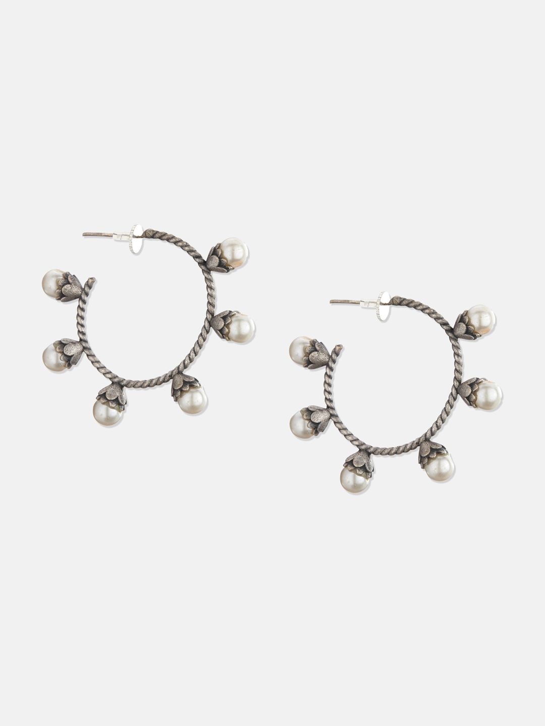 ATIBELLE Set Of 2 Silver-plated Contemporary Stud Earrings