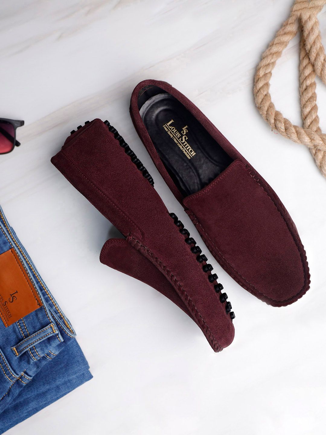 LOUIS STITCH Men Classic Handmade Suede Driving Loafers-picture-23