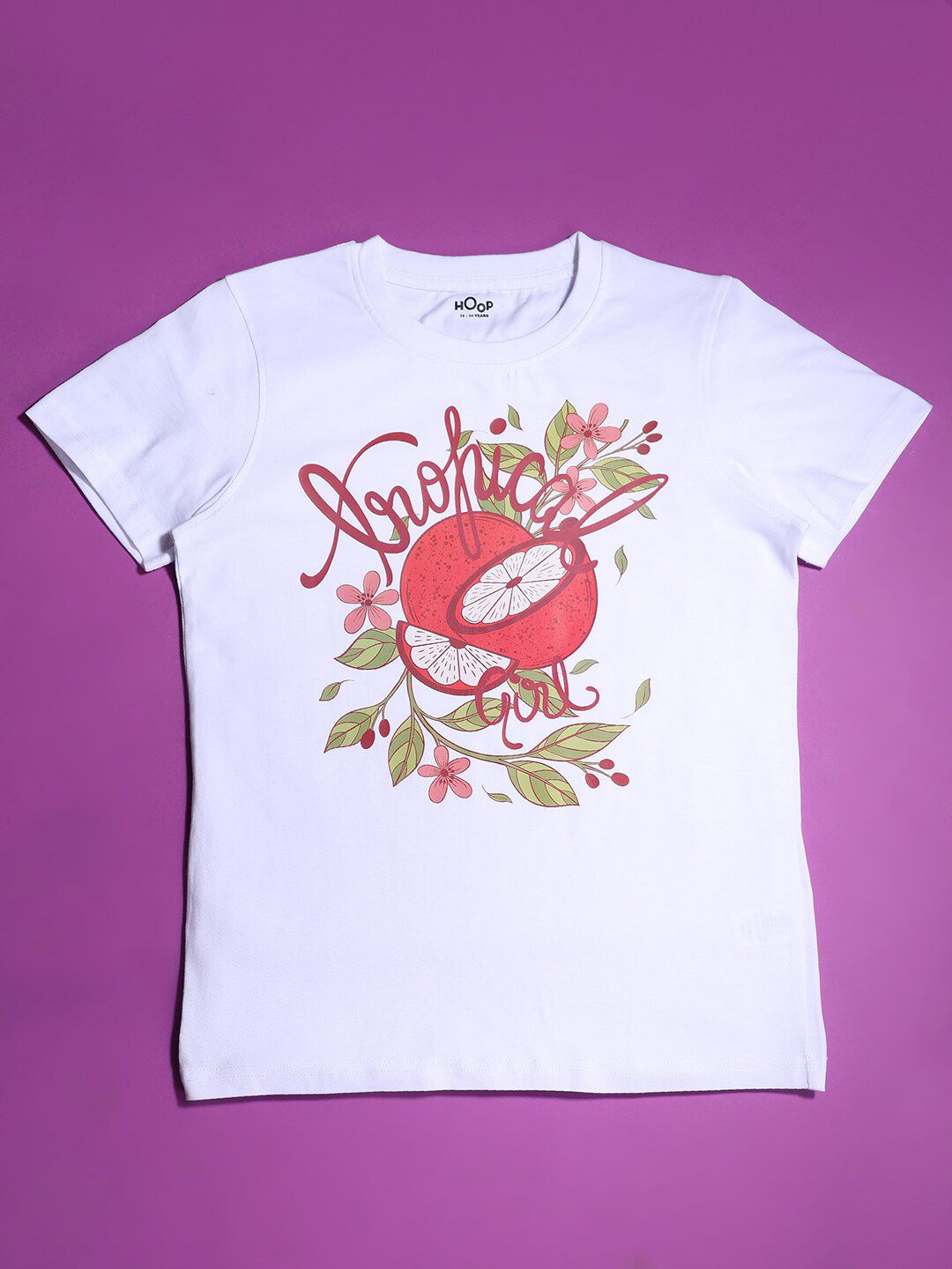 Hoop Girls Graphic Printed Round Neck Cotton T-shirt
