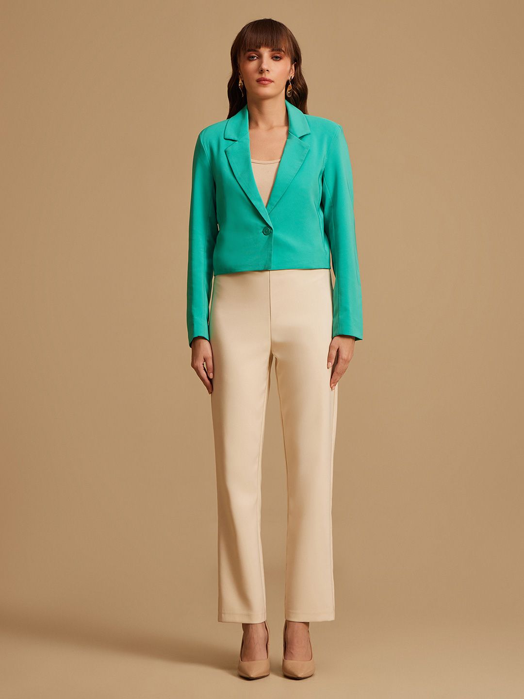 Kazo Single-Breasted Crop Blazer