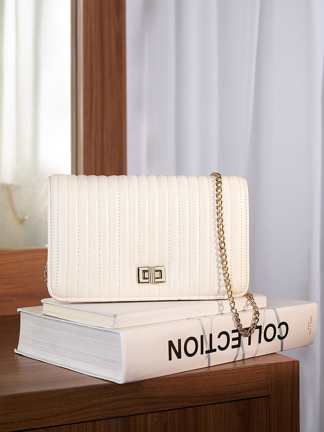Accessorize London Women's Cream Sonny Quilted Chain Shoulder Bag-picture-10