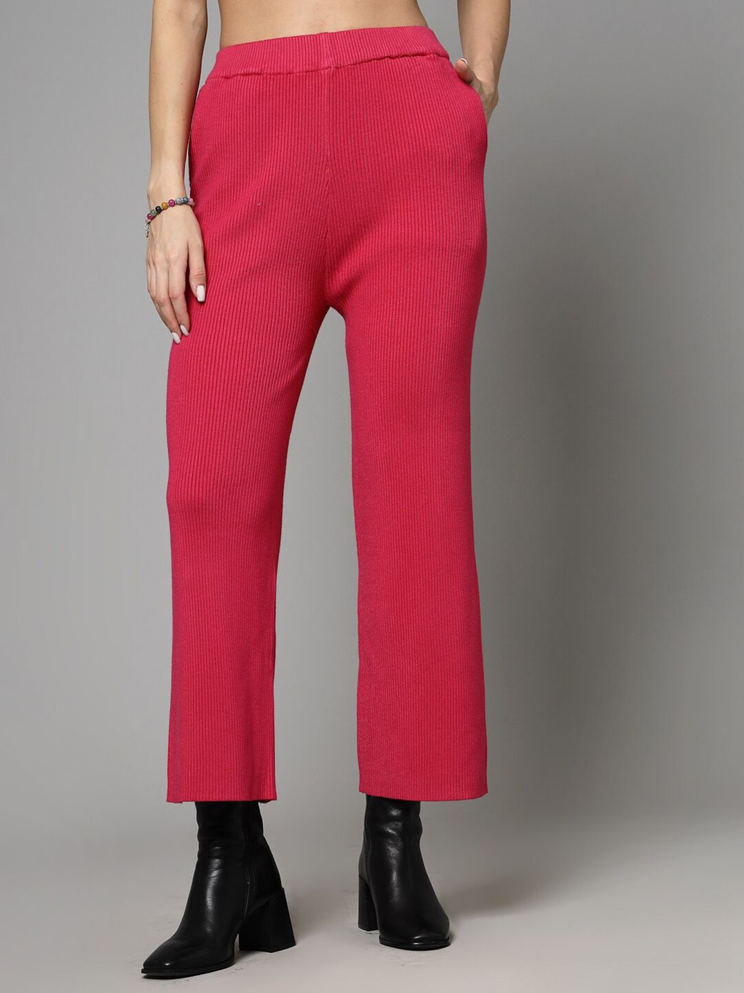 Mafadeny Women Flared Knitted Cropped Palazzos