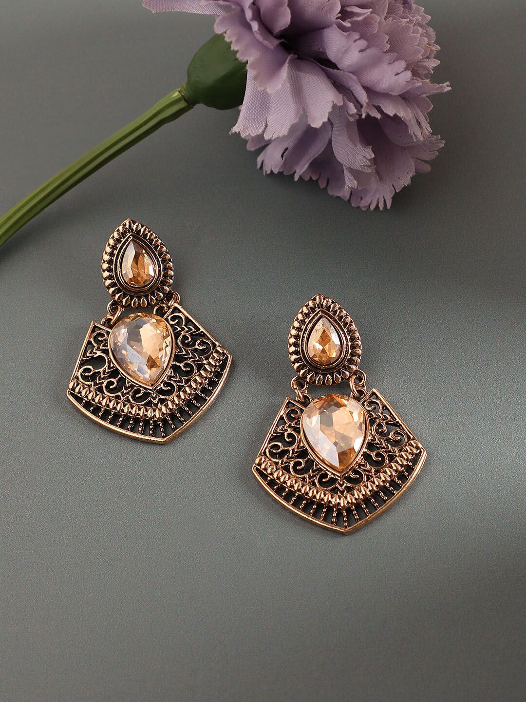 SOHI Gold-Plated Drop Earrings-image-36