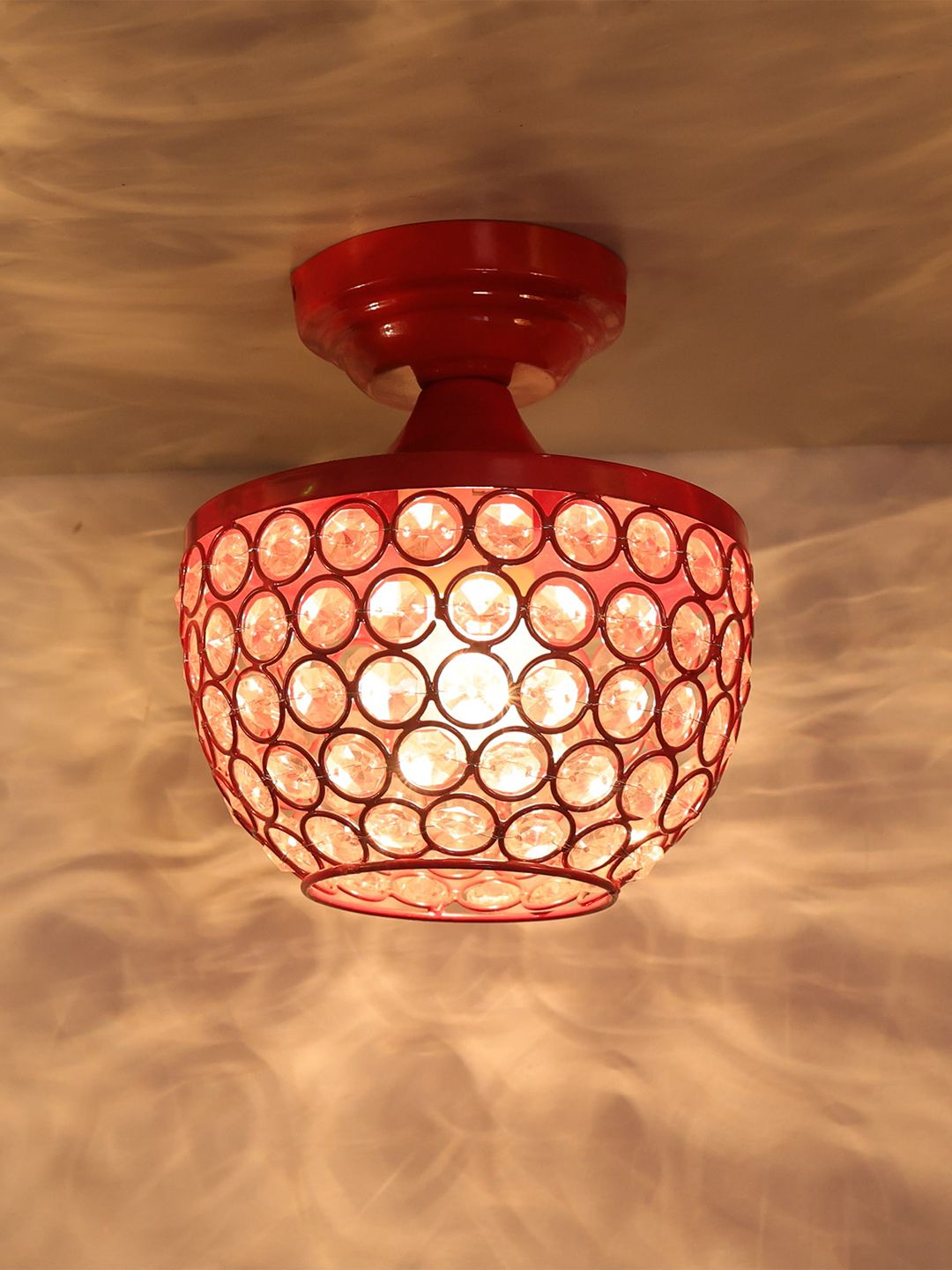Homesake Red Metal Semi Flush Mount Ceiling Lamp-image-0