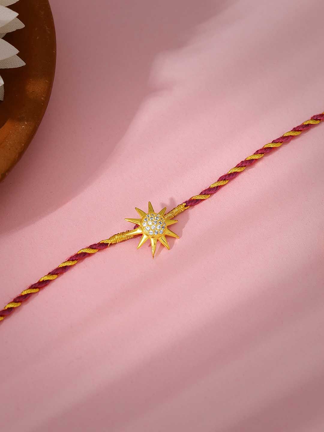 GIVA Men 92.5 Sterling Silver 18KT Gold-Plated Sun-Charm Rakhi With Roli & Chawal-picture-37