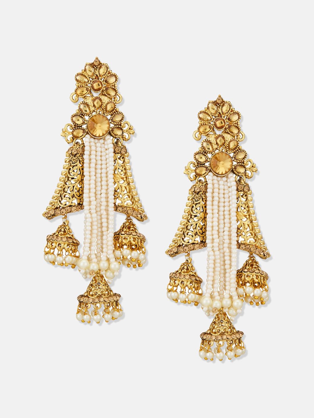 ATIBELLE Copper Plated Beaded Dome Shaped Jhumka