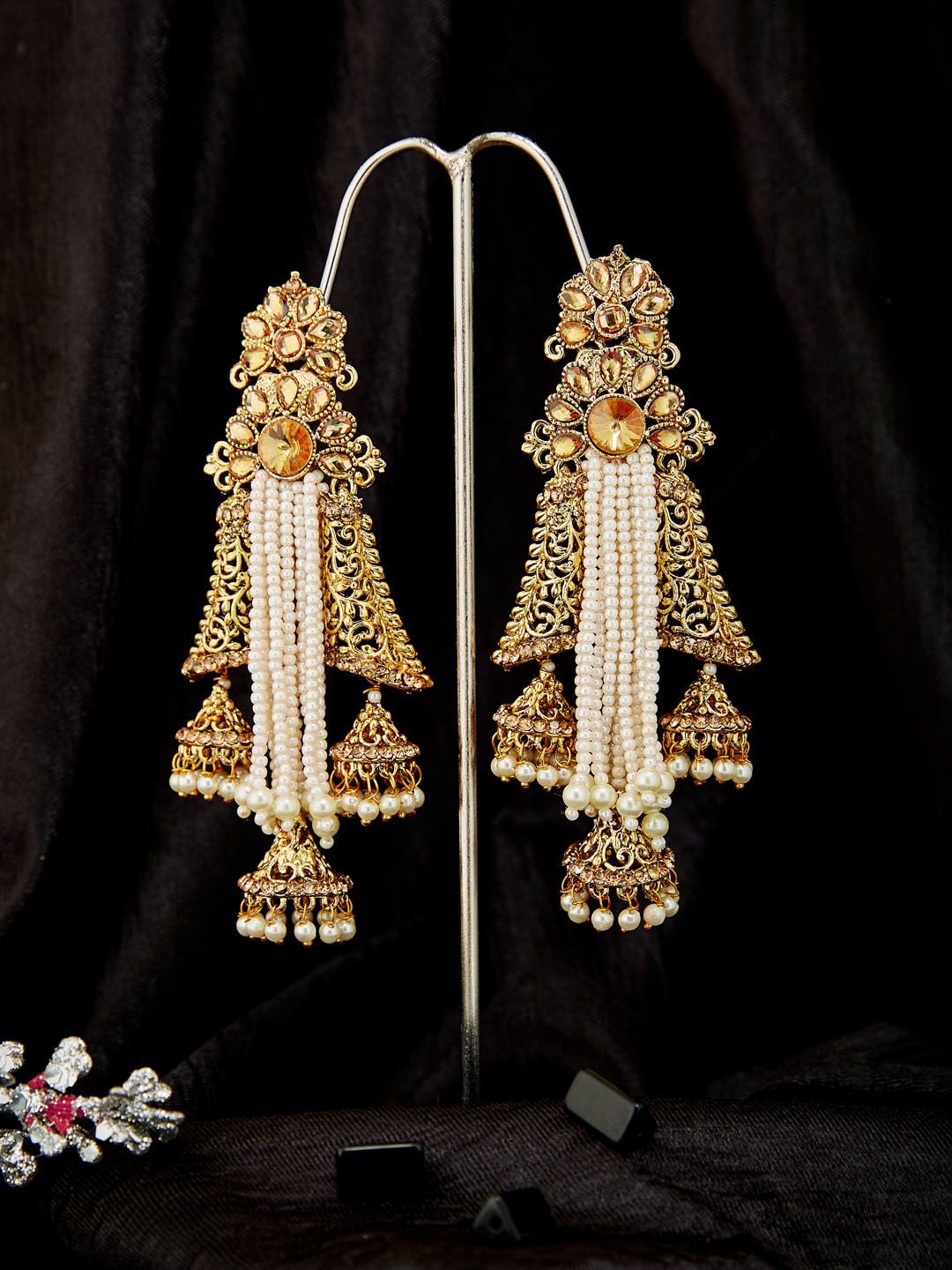 ATIBELLE Copper Plated Beaded Dome Shaped Jhumka
