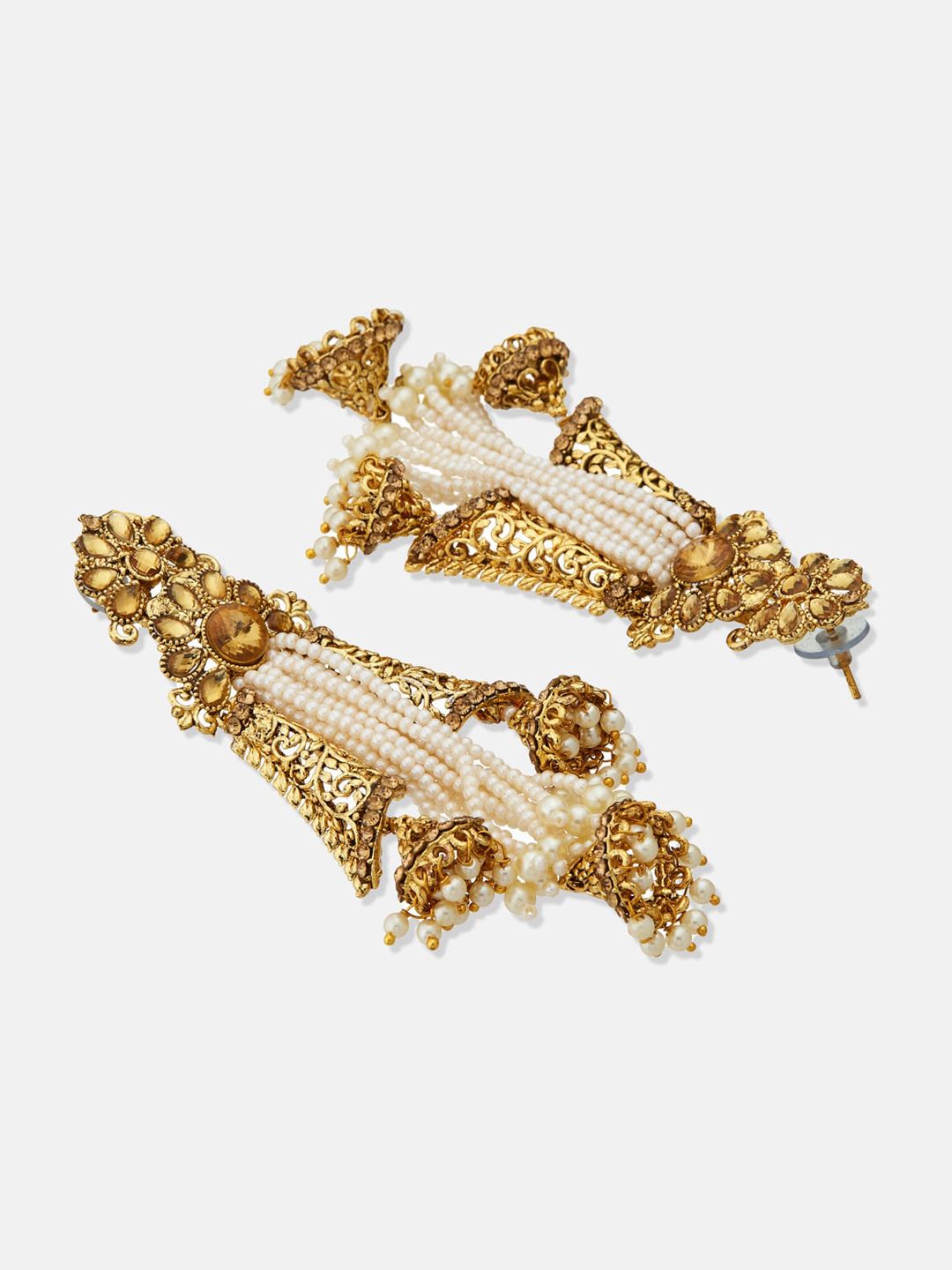 ATIBELLE Copper Plated Beaded Dome Shaped Jhumka