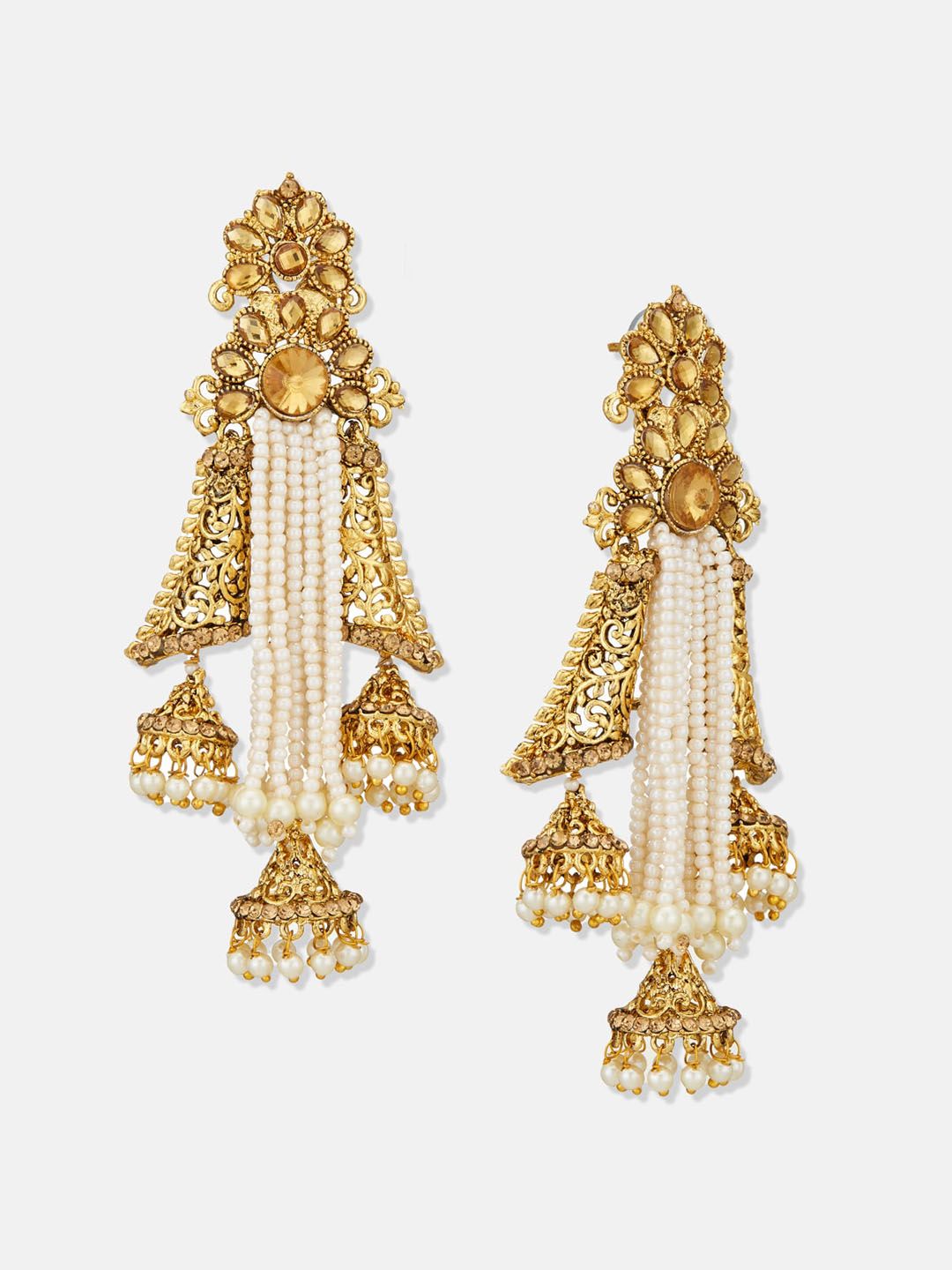 ATIBELLE Copper Plated Beaded Dome Shaped Jhumka