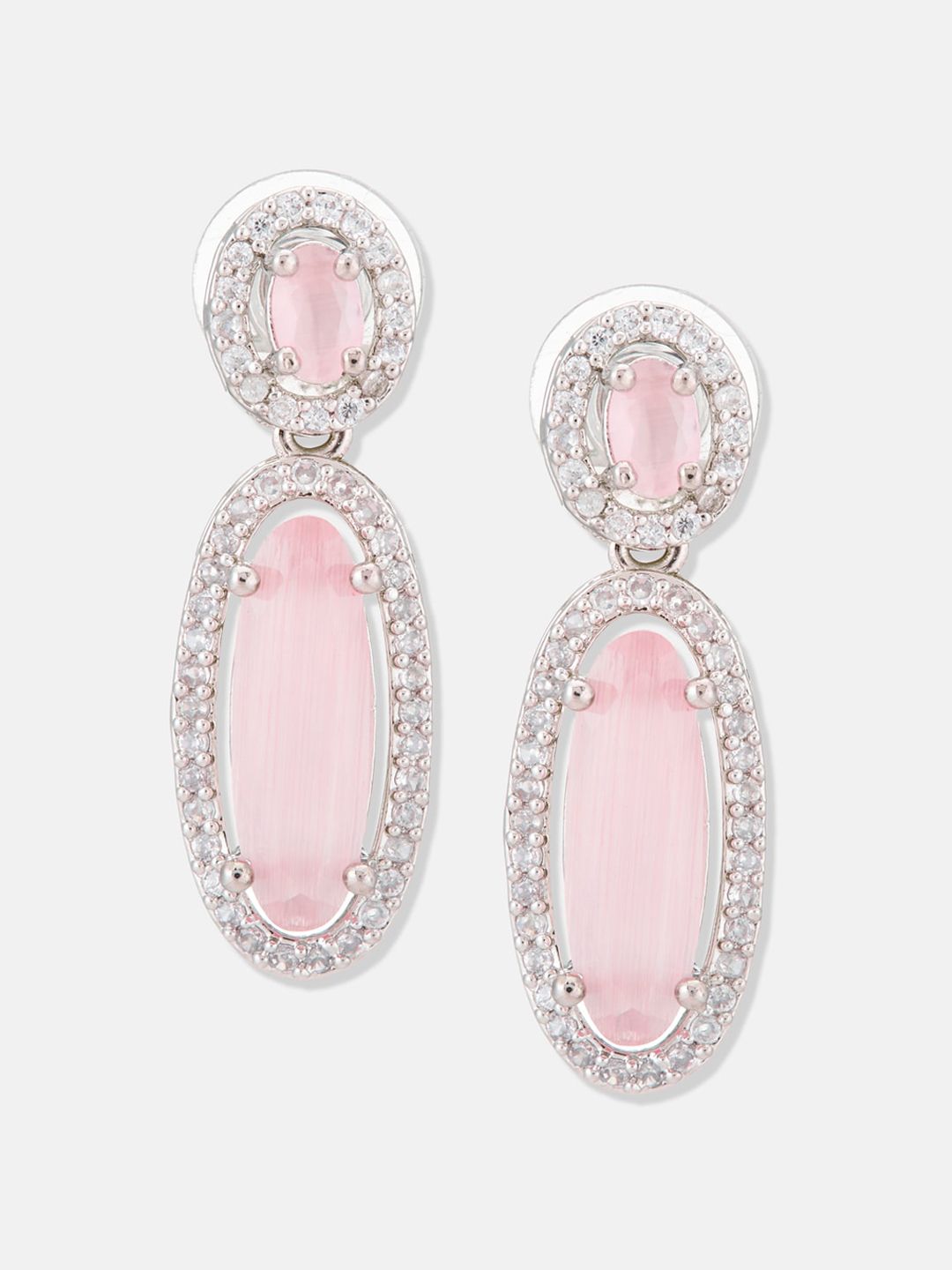 ATIBELLE Silver-Plated Cubic Zirconia Contemporary Drop Earrings