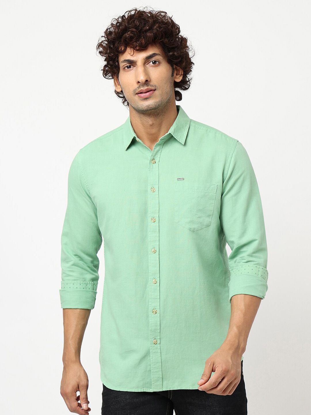 Green Oversized Half Sleeves Shirt|155048201