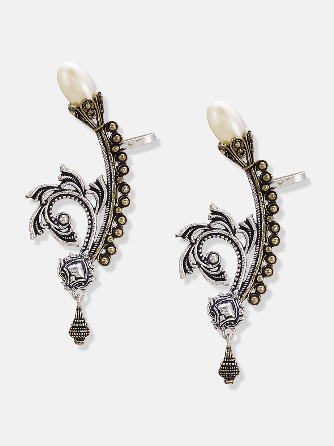 ATIBELLE Silver-Plated Contemporary Half Hoop Earrings