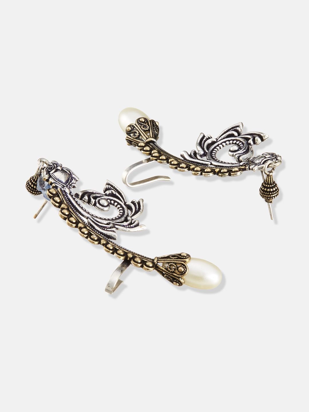 ATIBELLE Silver-Plated Contemporary Half Hoop Earrings