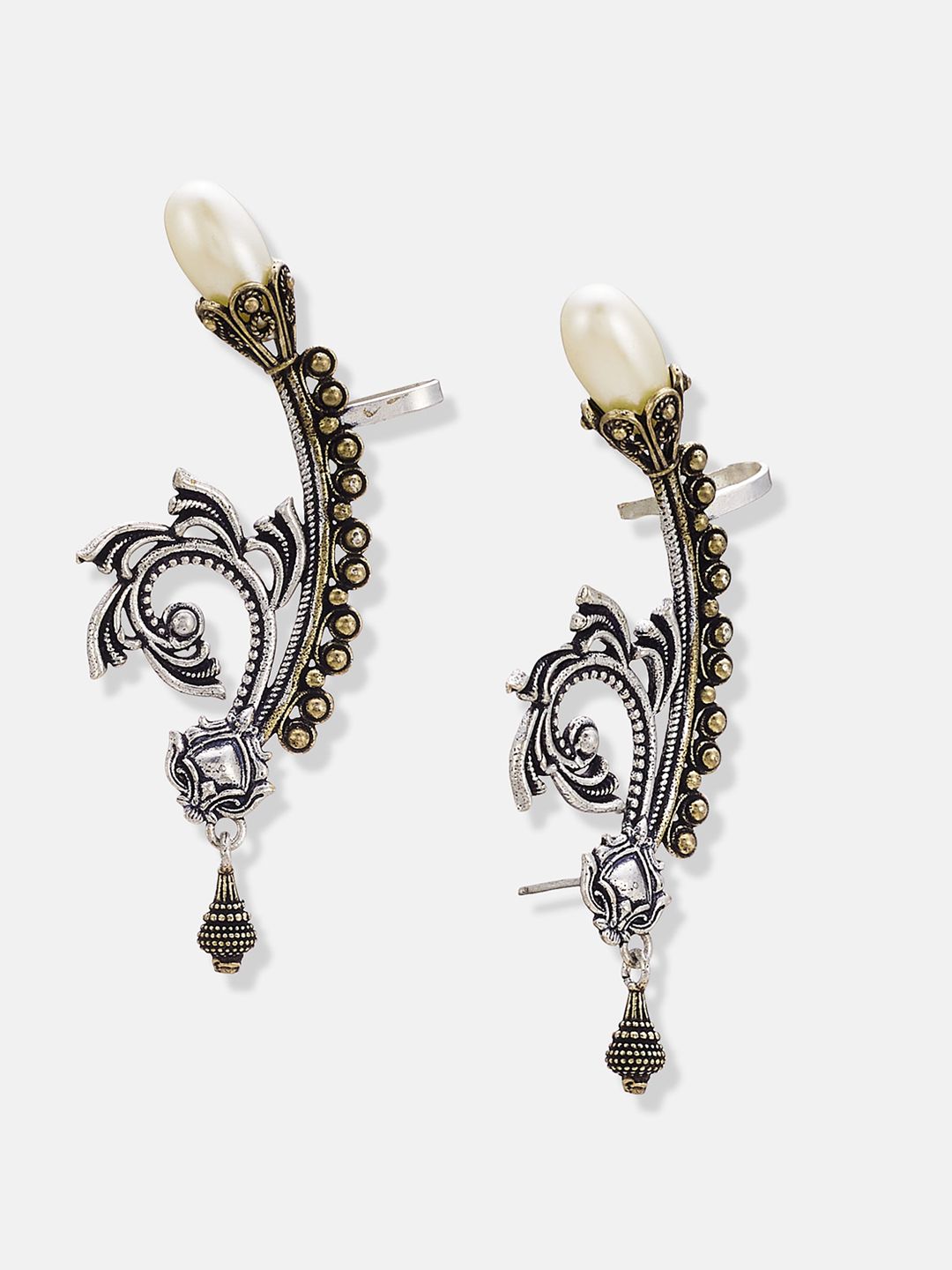 ATIBELLE Silver-Plated Contemporary Half Hoop Earrings