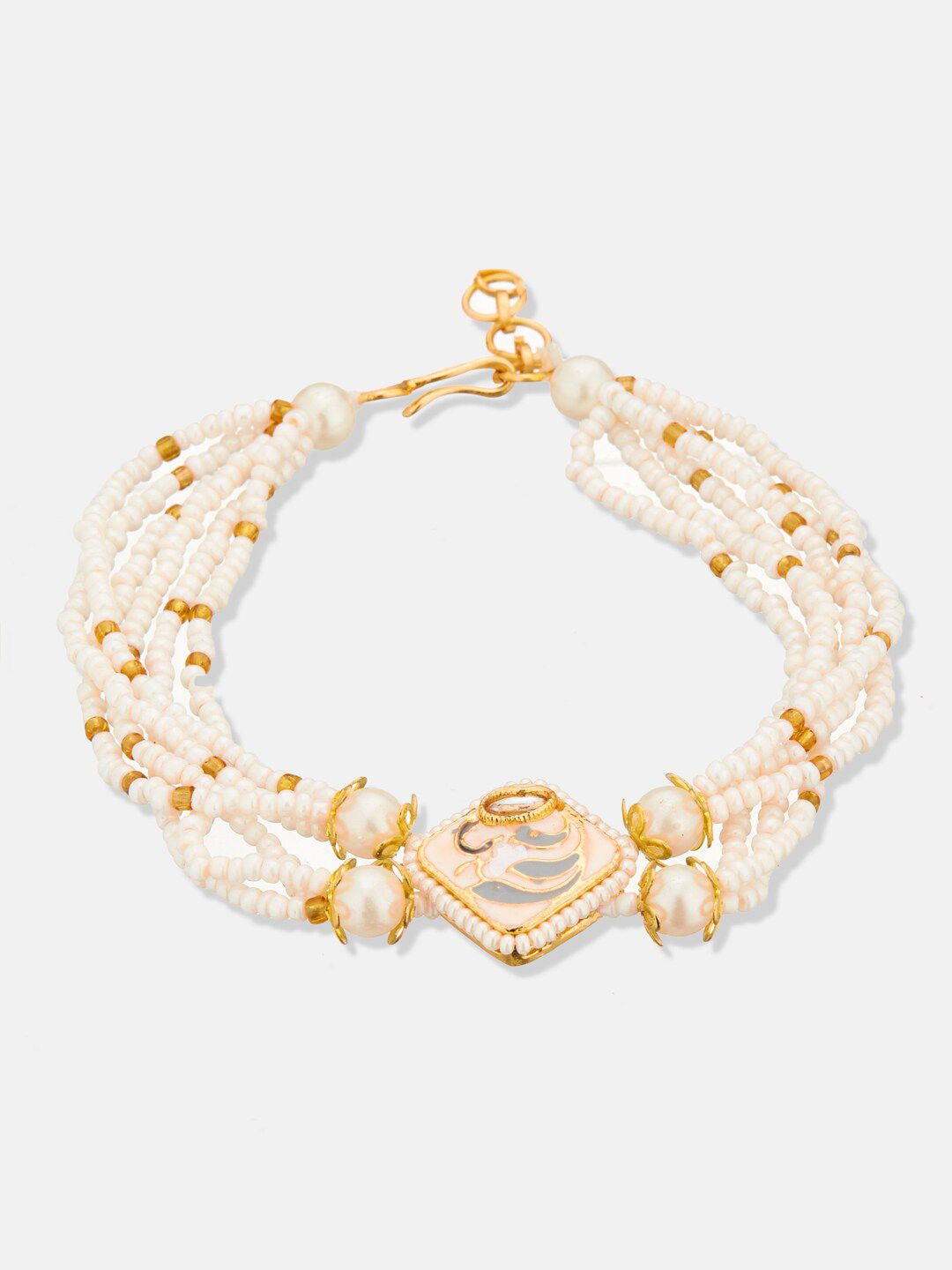 ATIBELLE Set Of 2 Gold-Plated Beaded Link Bracelet