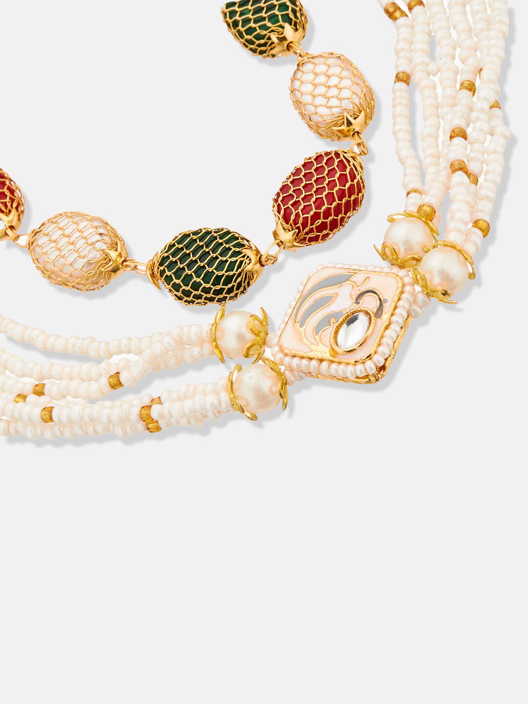ATIBELLE Set Of 2 Gold-Plated Beaded Link Bracelet