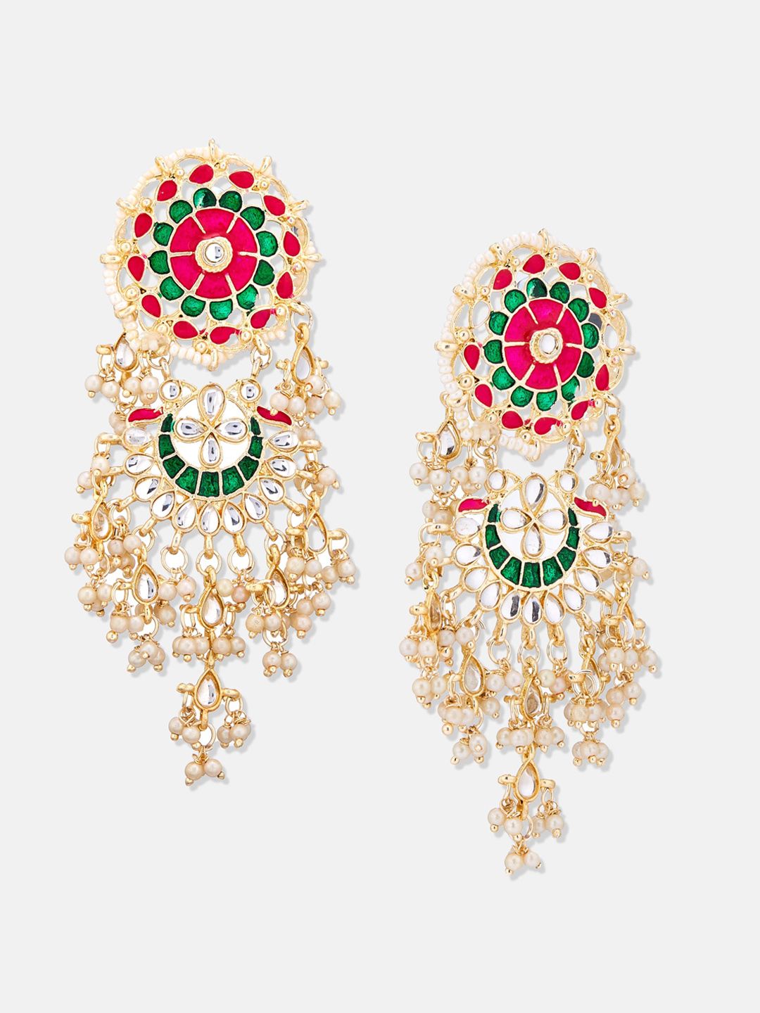 ATIBELLE Gold -Plated Kundan Contemporary Drop Earrings
