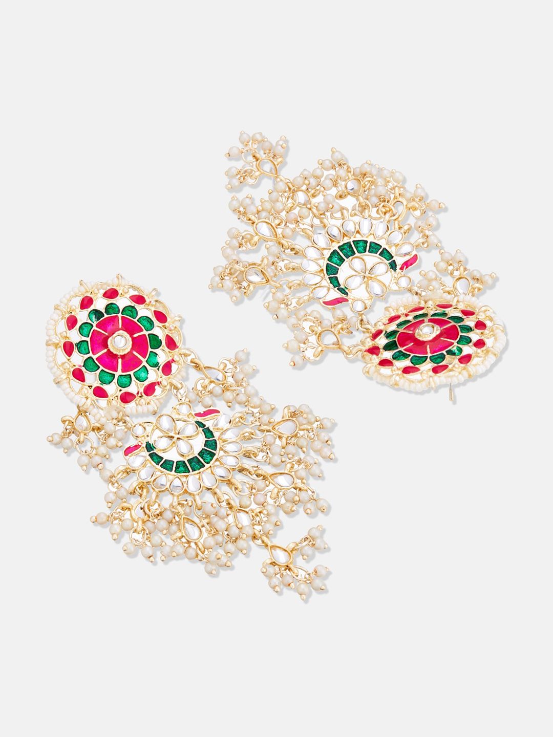 ATIBELLE Gold -Plated Kundan Contemporary Drop Earrings