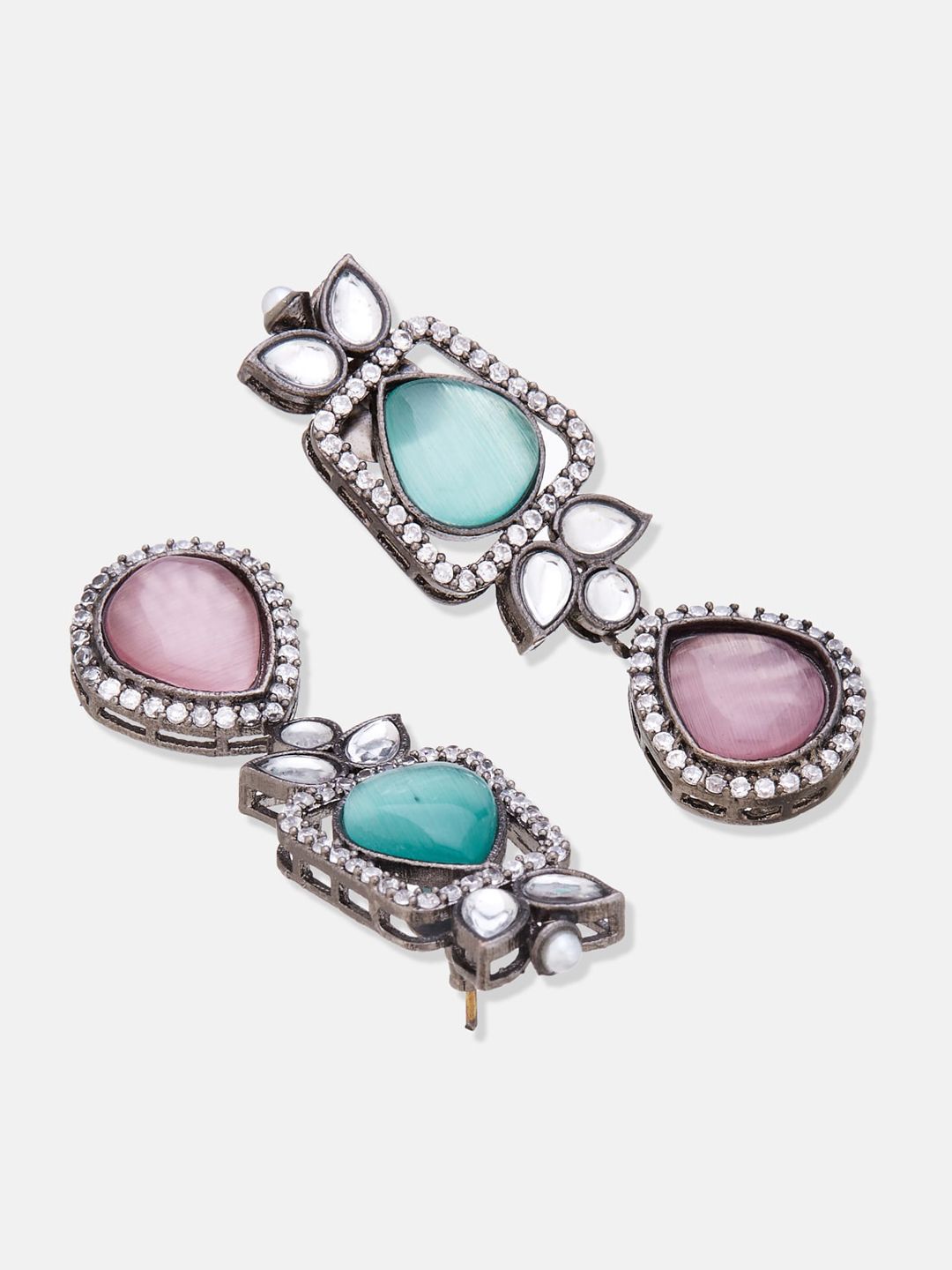 ATIBELLE Silver-Plated Cubic Zirconia Contemporary Drop Earrings