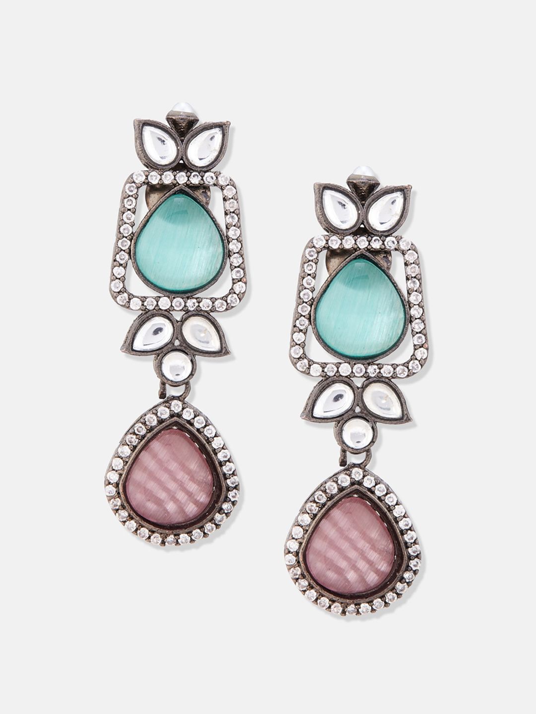 ATIBELLE Silver-Plated Cubic Zirconia Contemporary Drop Earrings