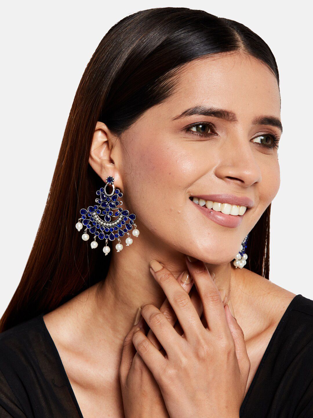 ATIBELLE Silver-Plated Pearls Contemporary Chandbalis