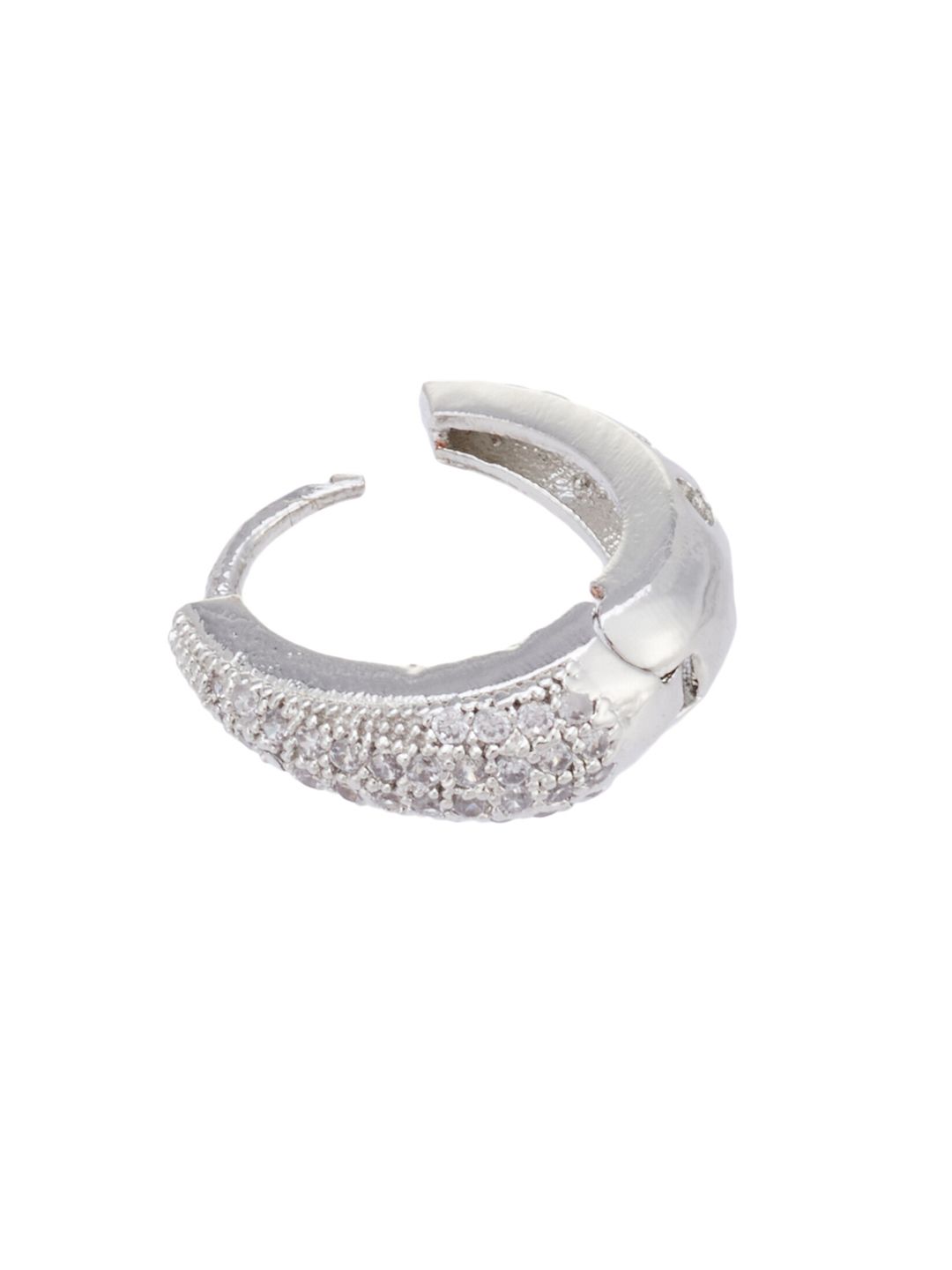 ATIBELLE Silver-Plated Cubic Zirconia Contemporary Hoop Earrings
